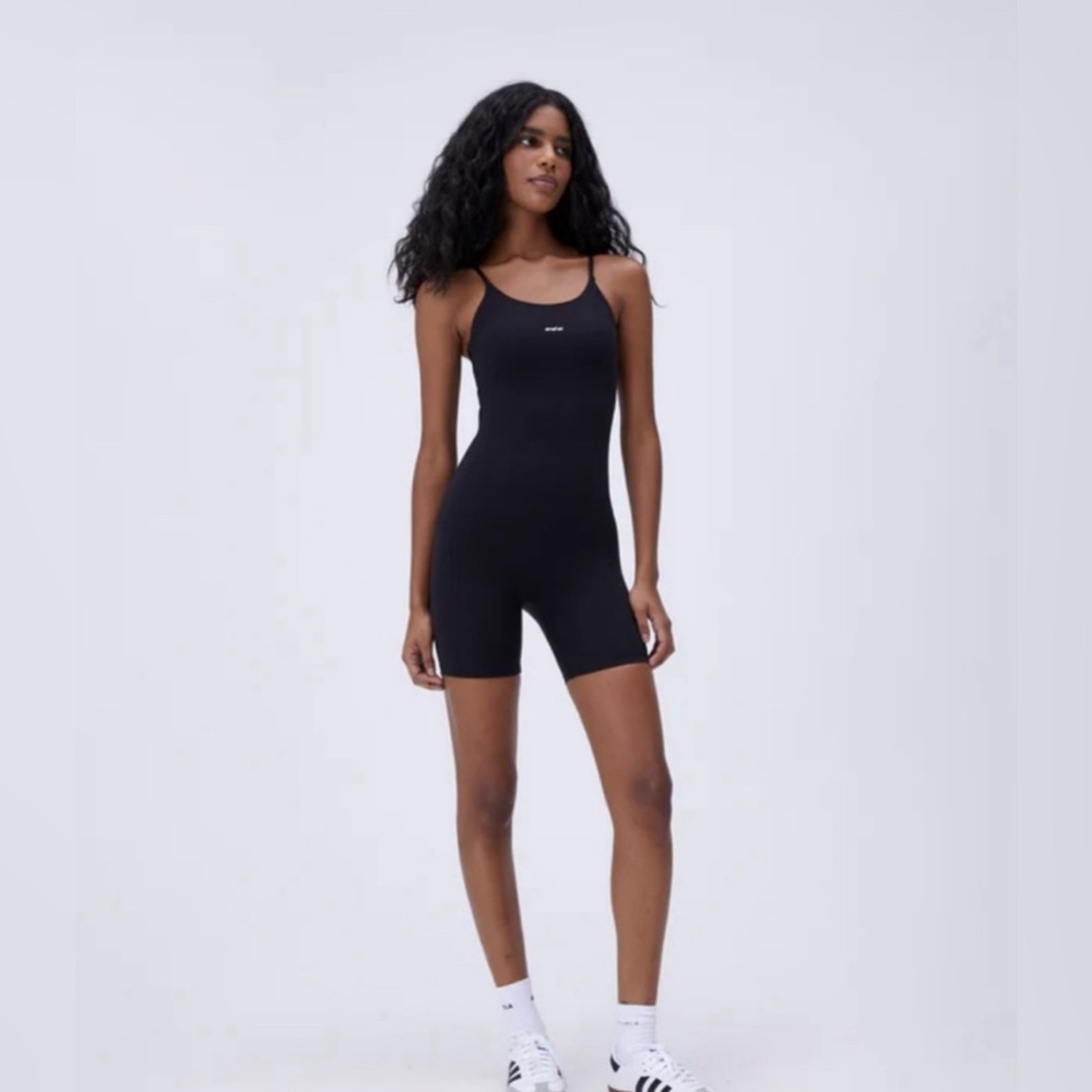 ADANOLA Ultimate Strappy Romper in Black, Size Small